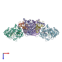 PDB entry 3sws coloured by chain, top view.