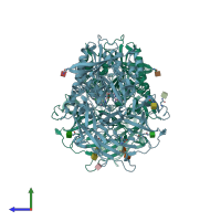 PDB entry 3sww coloured by chain, side view.