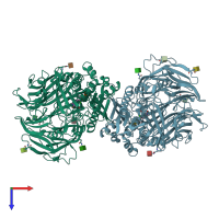 PDB entry 3sww coloured by chain, top view.