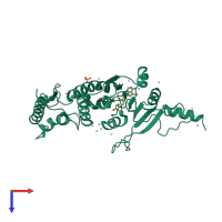 PDB entry 3sx0 coloured by chain, top view.