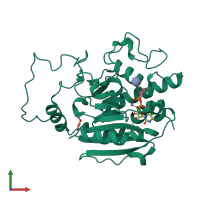 PDB entry 3sx3 coloured by chain, front view.