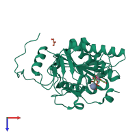 PDB entry 3sx3 coloured by chain, top view.