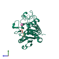 PDB entry 3sx5 coloured by chain, side view.