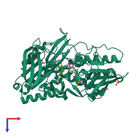 PDB entry 3sx6 coloured by chain, top view.