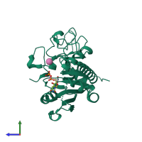 PDB entry 3sx8 coloured by chain, side view.