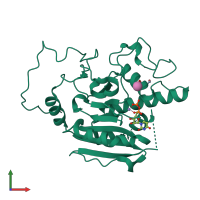 PDB entry 3sxc coloured by chain, front view.