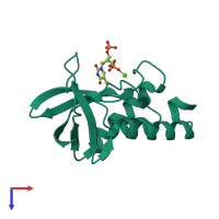 PDB entry 3sxh coloured by chain, top view.