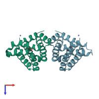 PDB entry 3sxk coloured by chain, top view.