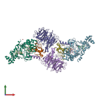 PDB entry 3sxt coloured by chain, front view.