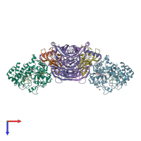 PDB entry 3sxt coloured by chain, top view.