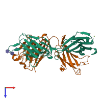 PDB entry 3sy0 coloured by chain, top view.