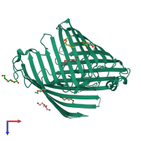 PDB entry 3sy7 coloured by chain, top view.