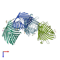 PDB entry 3sy9 coloured by chain, top view.