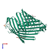 PDB entry 3syb coloured by chain, top view.