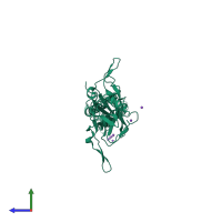 PDB entry 3syo coloured by chain, side view.