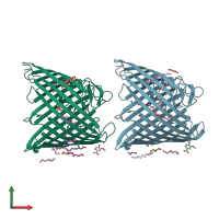 PDB entry 3sys coloured by chain, front view.