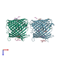 PDB entry 3sys coloured by chain, top view.