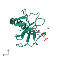 PDB entry 3syu coloured by chain, side view.