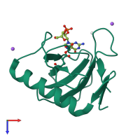 PDB entry 3syu coloured by chain, top view.
