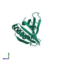 PDB entry 3syx coloured by chain, side view.