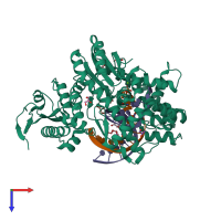 PDB entry 3syz coloured by chain, top view.