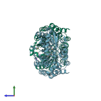 PDB entry 3szb coloured by chain, side view.