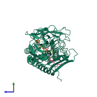 PDB entry 3szc coloured by chain, side view.