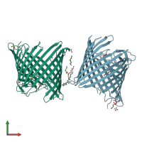 PDB entry 3szd coloured by chain, front view.
