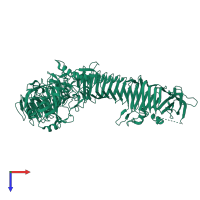 PDB entry 3sze coloured by chain, top view.