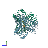 PDB entry 3szl coloured by chain, side view.