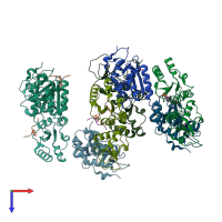 PDB entry 3szm coloured by chain, top view.