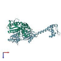 PDB entry 3szp coloured by chain, top view.
