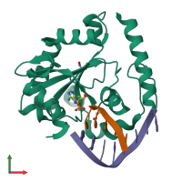 PDB entry 3szq coloured by chain, front view.