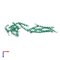 PDB entry 3szr coloured by chain, top view.