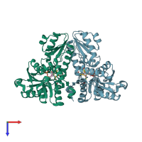 PDB entry 3szu coloured by chain, top view.