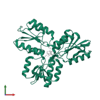 4-hydroxy-3-methylbut-2-enyl diphosphate reductase in PDB entry 3szu, assembly 1, front view.