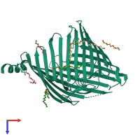 PDB entry 3szv coloured by chain, top view.