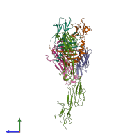 PDB entry 3t0e coloured by chain, side view.