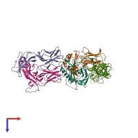 PDB entry 3t0e coloured by chain, top view.