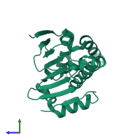 PDB entry 3t0h coloured by chain, side view.