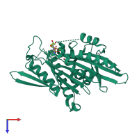 PDB entry 3t0q coloured by chain, top view.