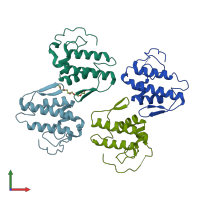 PDB entry 3t0r coloured by chain, front view.