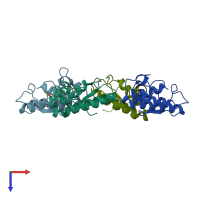 PDB entry 3t0r coloured by chain, top view.