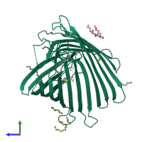 PDB entry 3t0s coloured by chain, side view.