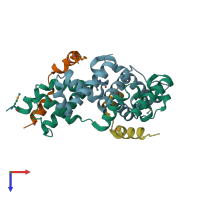 PDB entry 3t0y coloured by chain, top view.