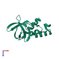 PDB entry 3t16 coloured by chain, top view.