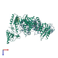 PDB entry 3t19 coloured by chain, top view.