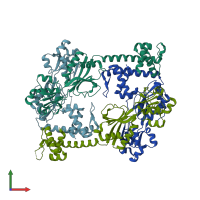 PDB entry 3t1b coloured by chain, front view.