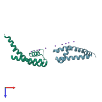 PDB entry 3t1c coloured by chain, top view.