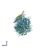 PDB entry 3t1e coloured by chain, side view.